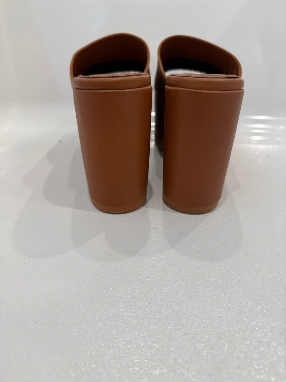 ALOHAS Chestnut Leather Platform Slide Sandals